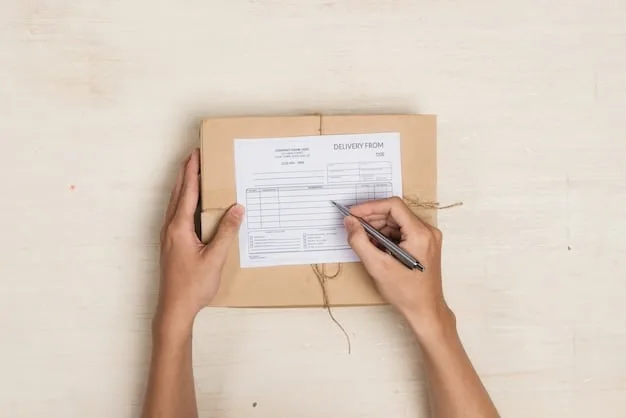 A close-up shot of a donation receipt with a list of clothing items donated to a local charity. The receipt clearly states the value of the donation for tax purposes, and a pen is lying nearby, as if ready to be used for tax preparation.