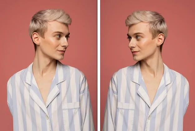A split image showing a woman with cool undertones. On one side she's wearing a warm yellow top, making her skin look dull, and on the other side she's wearing a cool blue top, brightening her complexion and making her eyes sparkle.