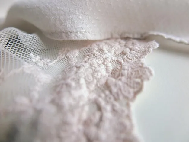 A collage showcasing different types of fabrics commonly used in undergarments, including cotton, lace, silk, and microfiber, with labels indicating their respective textures and properties.
