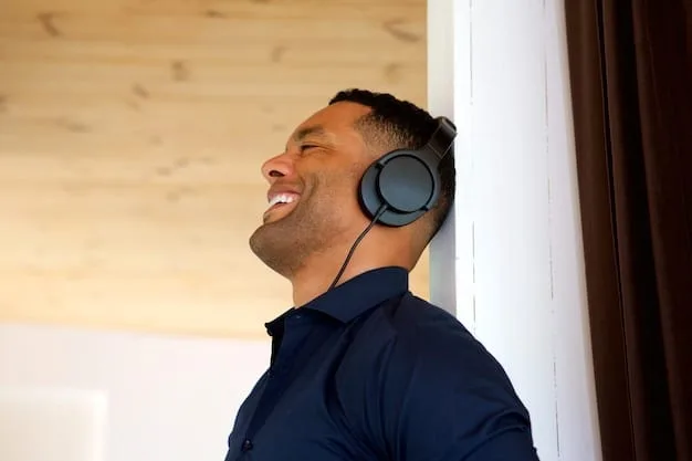 A person adjusting the ear cup of a pair of noise-canceling headphones to achieve a comfortable fit. The image focuses on the adjustability and ergonomics of the headphones.