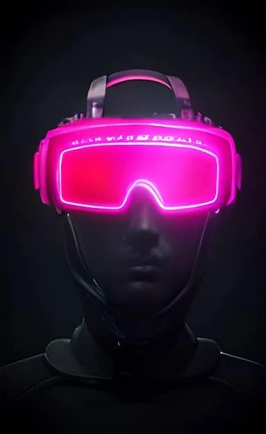 A close-up of a gamer's face wearing a high-end VR headset, with the glow of the virtual world reflected in their eyes.