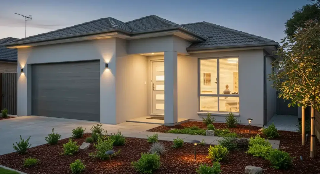 Modern home exterior with lush landscaping and fresh paint, maximizing value