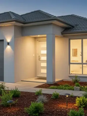 Modern home exterior with lush landscaping and fresh paint, maximizing value