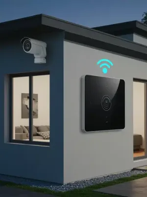 Advanced smart home security system protecting a modern residence