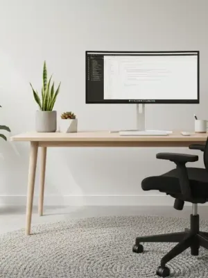 Modern functional home office with ergonomic chair and natural light for productivity