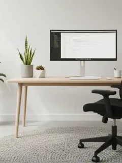 Modern functional home office with ergonomic chair and natural light for productivity
