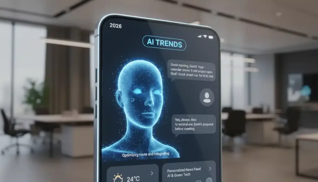 AI virtual assistant on smartphone screen