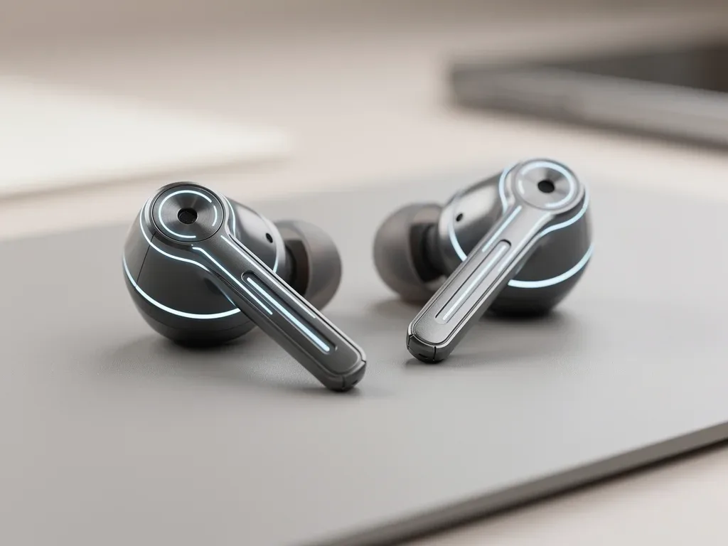 Futuristic wireless earbuds showcasing advanced audio technology