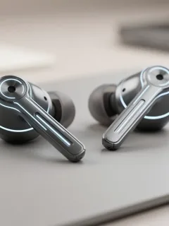 Futuristic wireless earbuds showcasing advanced audio technology