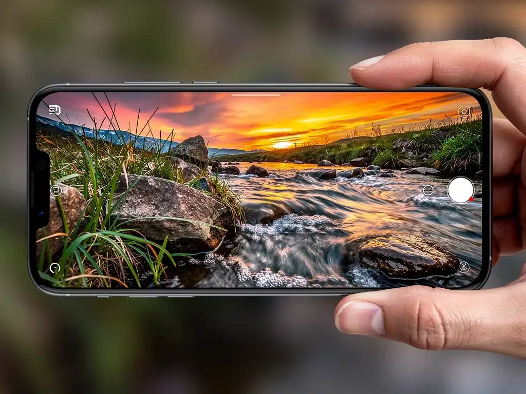 Smartphone displaying a vibrant photo captured with computational photography