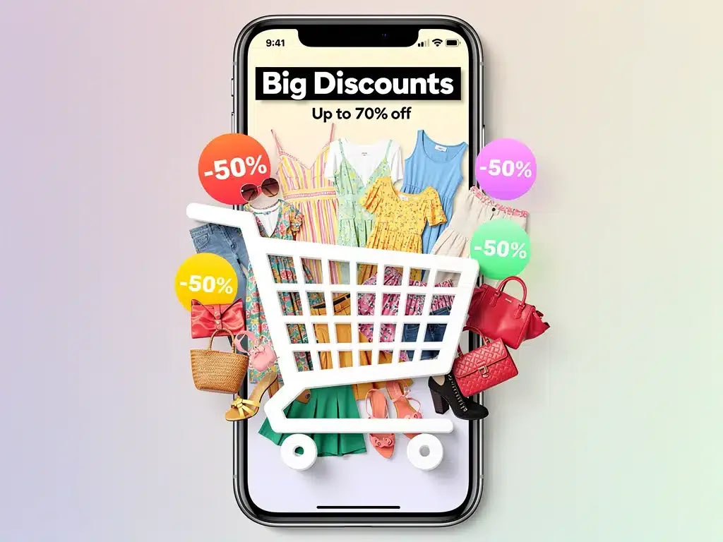 Variety of Shein fashion items in a mobile app shopping cart