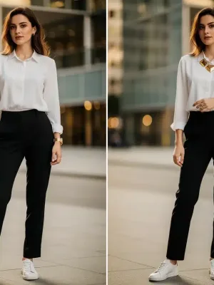 Woman elevating outfit with statement necklace and watch, 2026 fashion